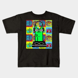 pop art graffiti music cat 333 Kids T-Shirt